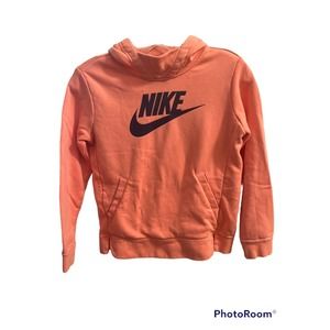 Nike Girls Logo Graphic Pink Peach Hoodie Sweatshirt Size M Medium